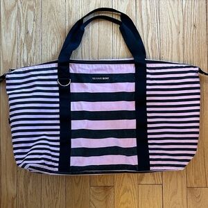 Victoria Secret Pink and Black Striped Travel Tote